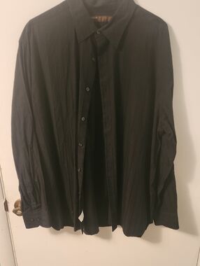 Perry ELLIS Black Men's Long-Sleeve Button-Up Shirt